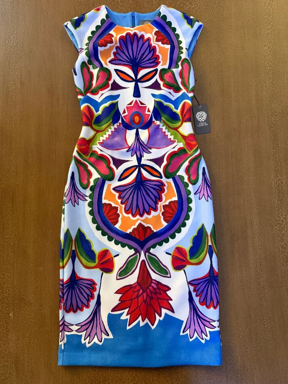 NWT Vince Camuto Blue Multi Floral Mosaic Shift Sleeveless Dress - Size 2
